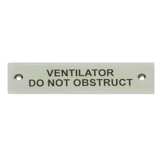 AG Label 'Ventilator Do Not Obstruct' in Chrome AG-224/M