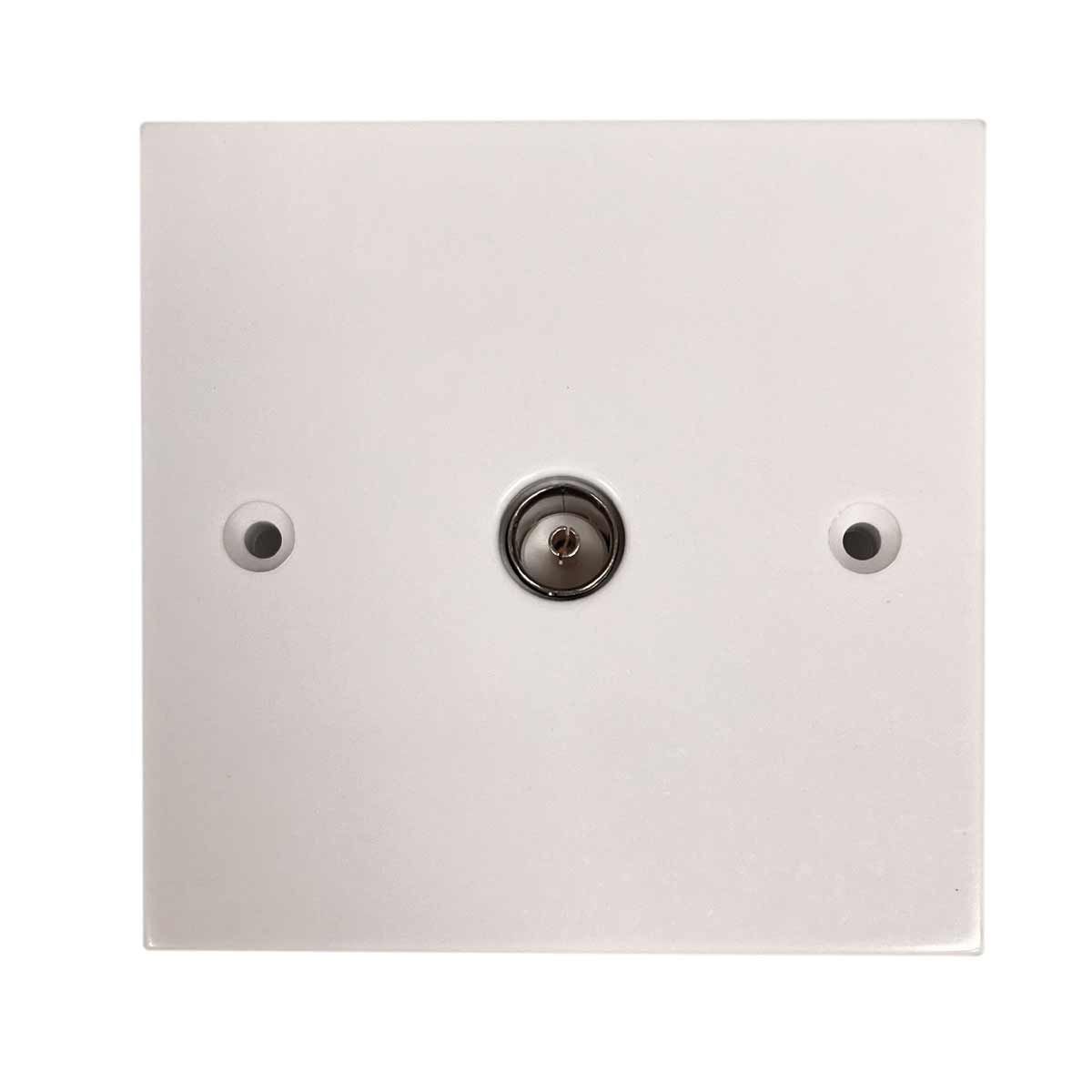 Square Edged Coaxial TV Socket in White (Single Outlet)