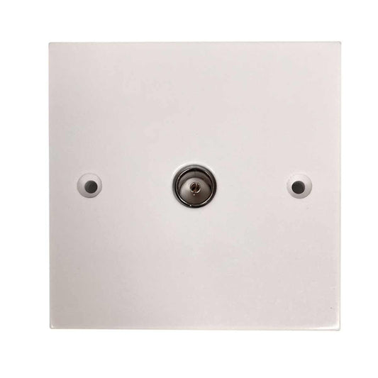 Square Edged Coaxial TV Socket in White (Single Outlet)