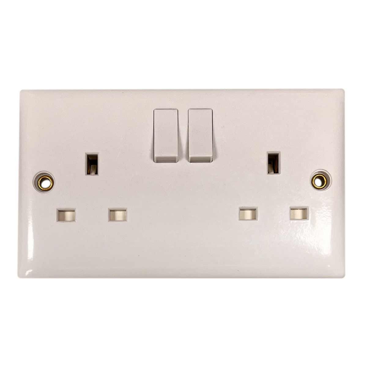 Convex Slim Double Socket in White (2 Switches / Single Pole)