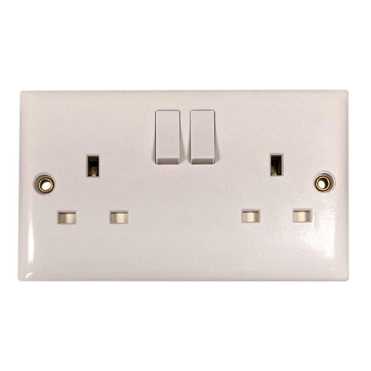 Convex Slim Double Socket in White (2 Switches / Single Pole)
