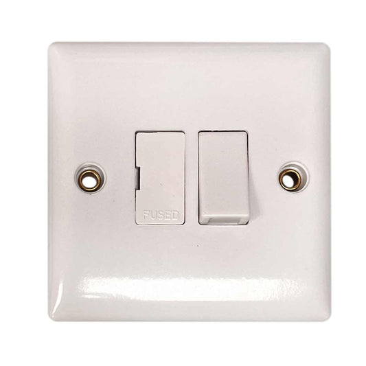 Convex Slim Switched Fused Spur in White (2 Way / 13A / Double Pole)