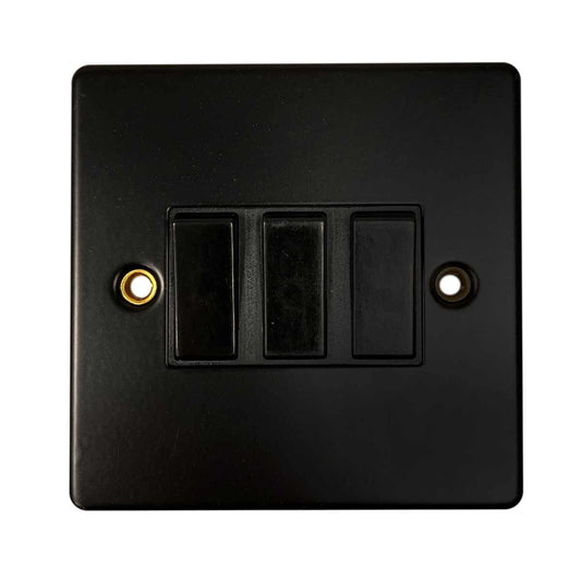 Round Edge 3-Gang Switch Matt Black (2 Way / 10A)