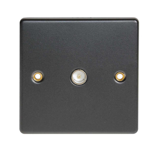 Round Edge Coaxial TV Socket in Matt Black (Single Outlet)