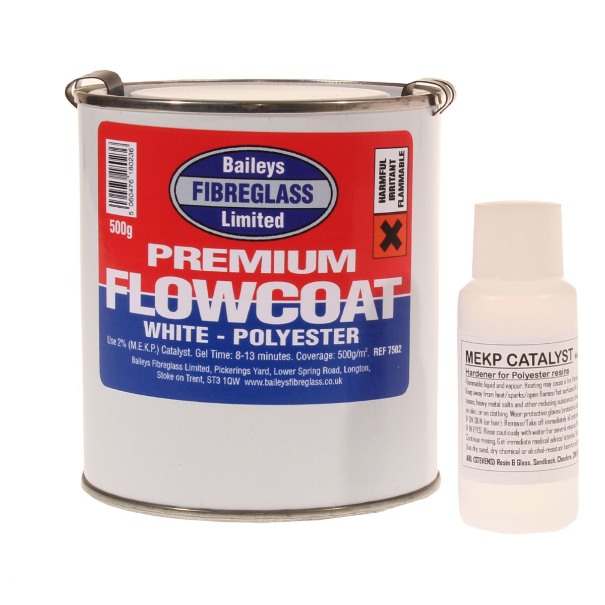Baileys Premium Flowcoat in Brilliant White (500g / with Hardener) BA-016