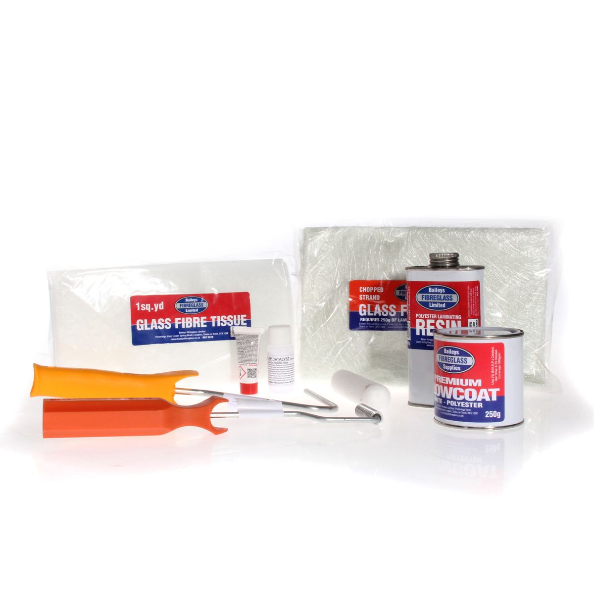 Baileys Fibreglass Gelcoat Repair Kit with Tools (4 sq ft / 250g) BA-2604