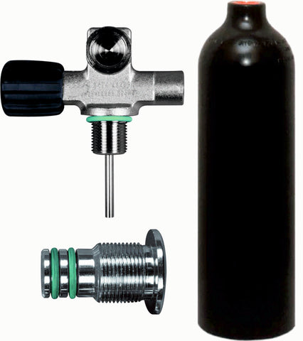 Beaver BTS 1.5 Litre 230 Bar Black Luxfer Aluminium Cylinder with Left Hand DIN Valve & Blanking Plug S16416682