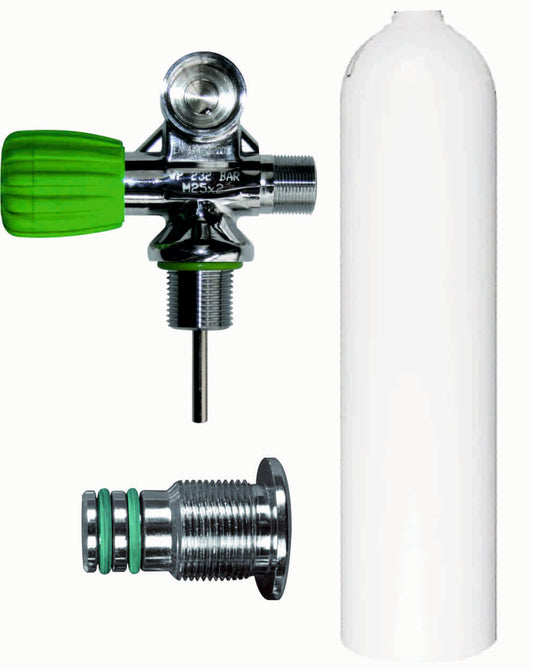 BTS 3 Litre 232 Bar Black Luxfer Aluminium Cylinder with Left Hand M26 Valve & Blanking Plug S16416659