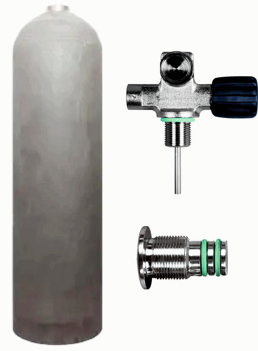 BTS 11.1 Litre 207 Bar Natural MES Aluminium Cylinder with Right Hand DIN Valve & Blanking Plug S16416656