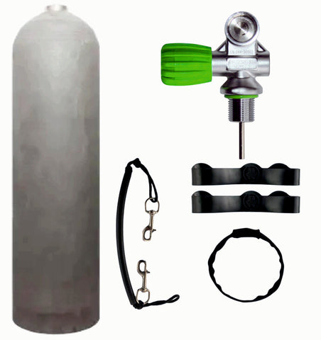 BTS 11.1 Litre 207 Bar Natural Aluminium Cylinder with M26 Valve & Stage Rigging Kit S16816669