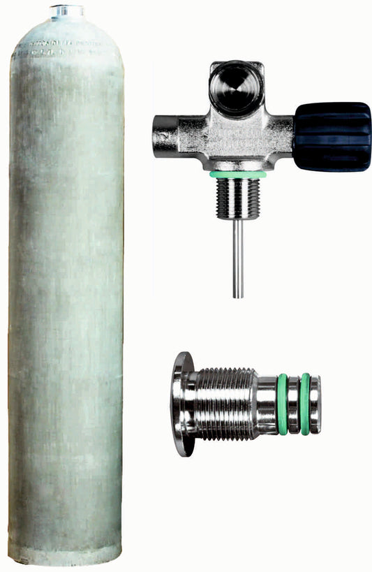 BTS 5.7 Litre 207 Bar Natural MES Aluminium Cylinder with Right Hand DIN Valve & Blanking Plug S16416652