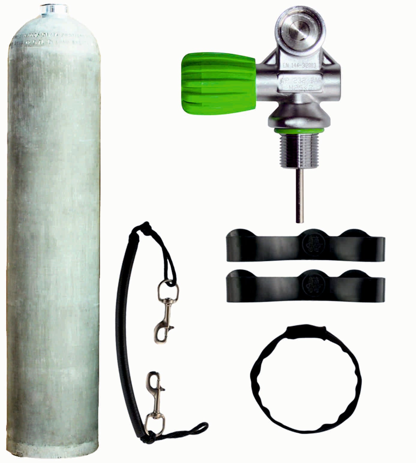 BTS 5.7 Litre 207 Bar Natural Aluminium Cylinder with M26 Valve & Stage Rigging Kit S16816665