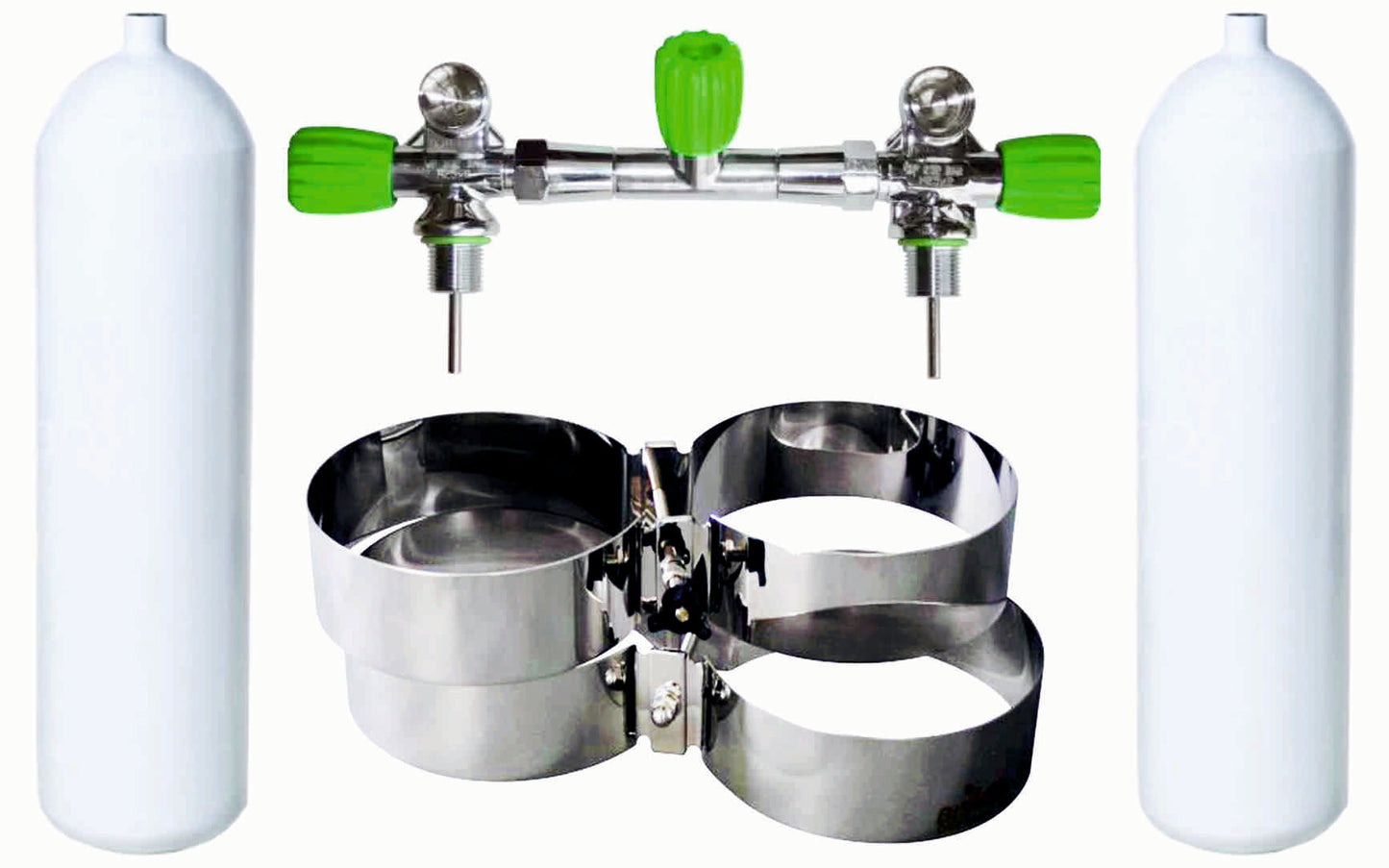 BTS 18 Litre 230 Bar M26 Stee Cylinder Twin Set with Isolation Manifold & Bands S16816653