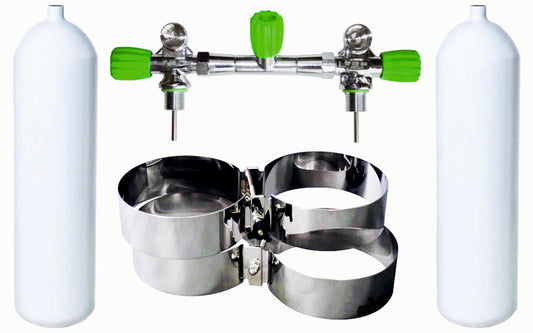 BTS 20 Litre 230 Bar M26 Steel Cylinder Twin Set with Isolation Manifold & Bands S16816654