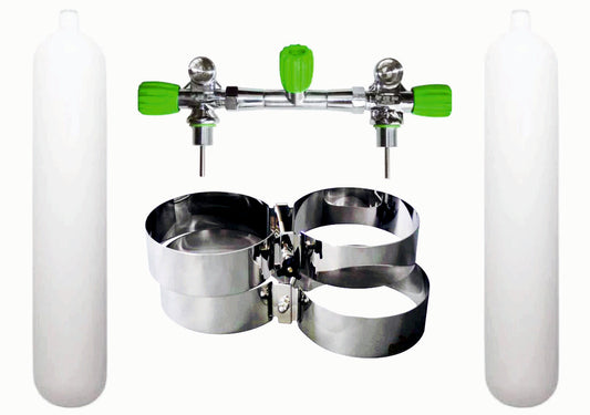 BTS 8.5 Litre 232 Bar M26 Steel Cylinder Twin Set with Isolation Manifold & Bands S16816687