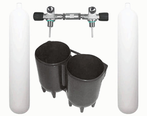 Beaver BTS 8.5 Litre 232 Bar DIN Steel Cylinder Twin Set with Boot & None Isolating Manifold S16816679