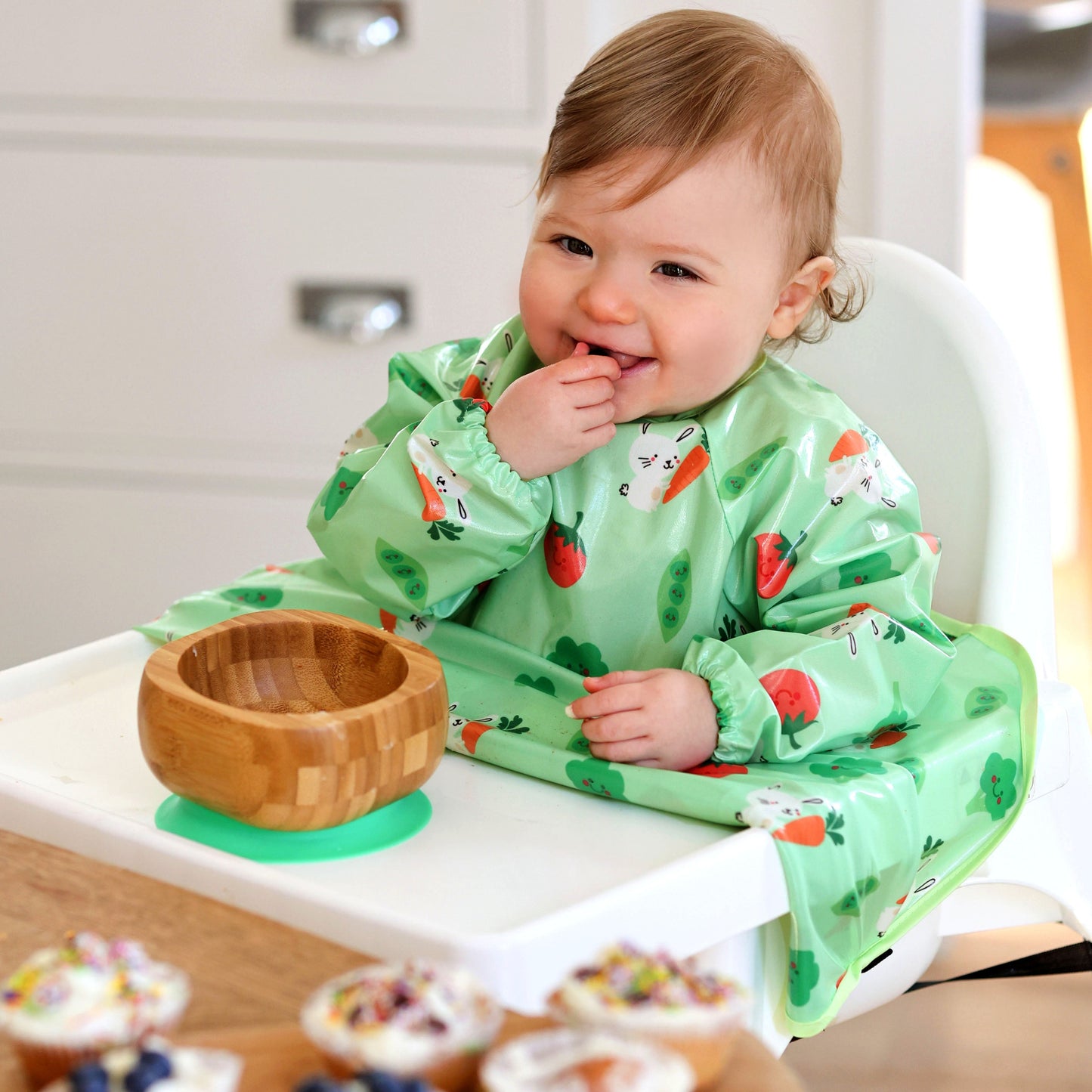 Wipeezee Coverall Bib - Green Bunny & Veg