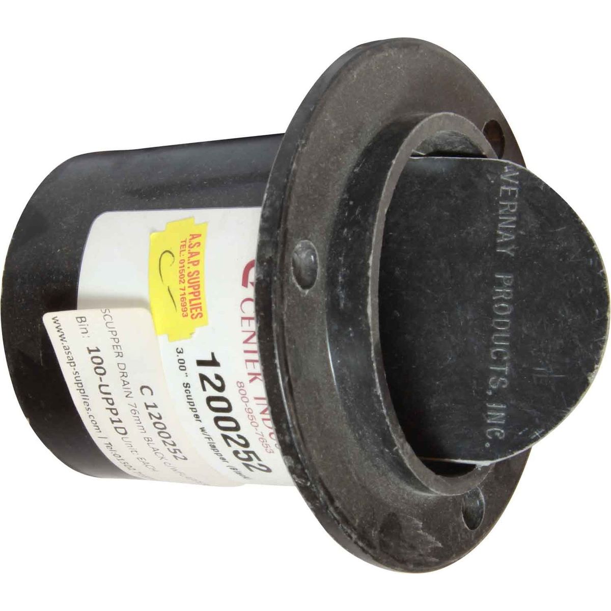 Centek GRP Scupper Drain With Flap (Black / 3") C-1200252