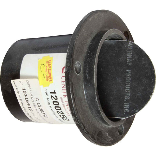 Centek GRP Scupper Drain With Flap (Black / 3") C-1200252