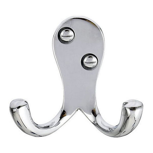 AG Double Robe Hook in Chrome (Side-By-Side / 75mm) CF-242