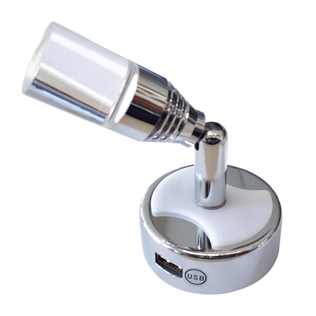 Reading Light 70mm with USB Port (12V / 1W / Natural White / IP20) DM121