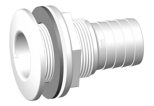 TruDesign Skin Fitting with Hose Tail 32mm 1¼” BSP White