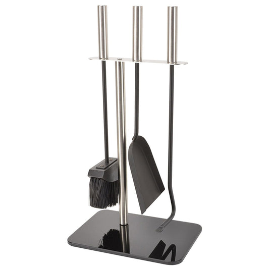 AG Onyx Companion Set Black Glass and Stainless Steel (46cm / 4-Piece) FA-043