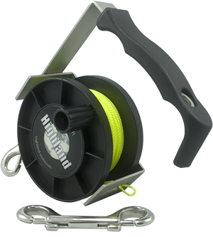 Highland Reel Yellow Line ca 88 m w. SS Double Ender & Bolt Snap