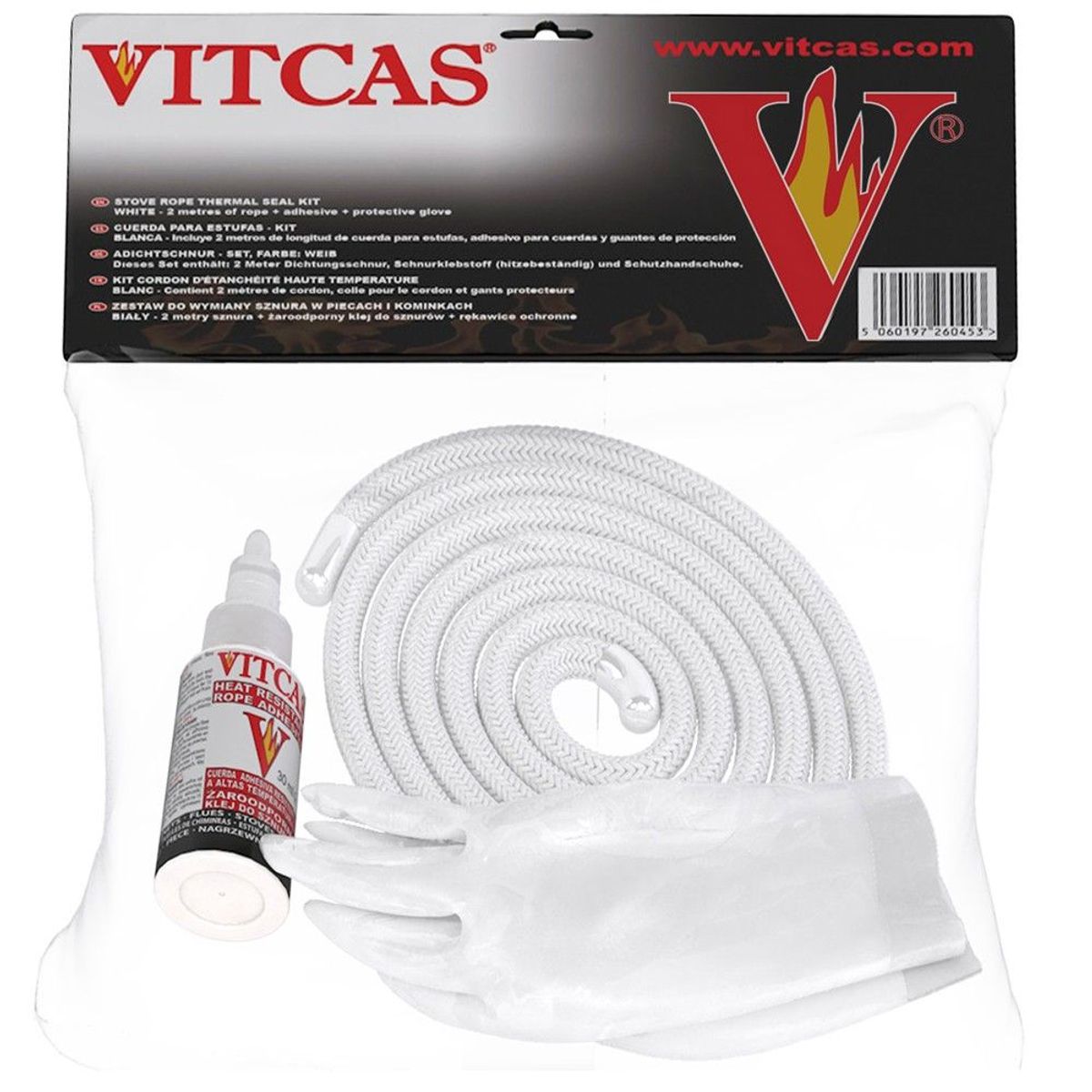 Vitcas Stove Rope Seal Kit 8mm White HS-818