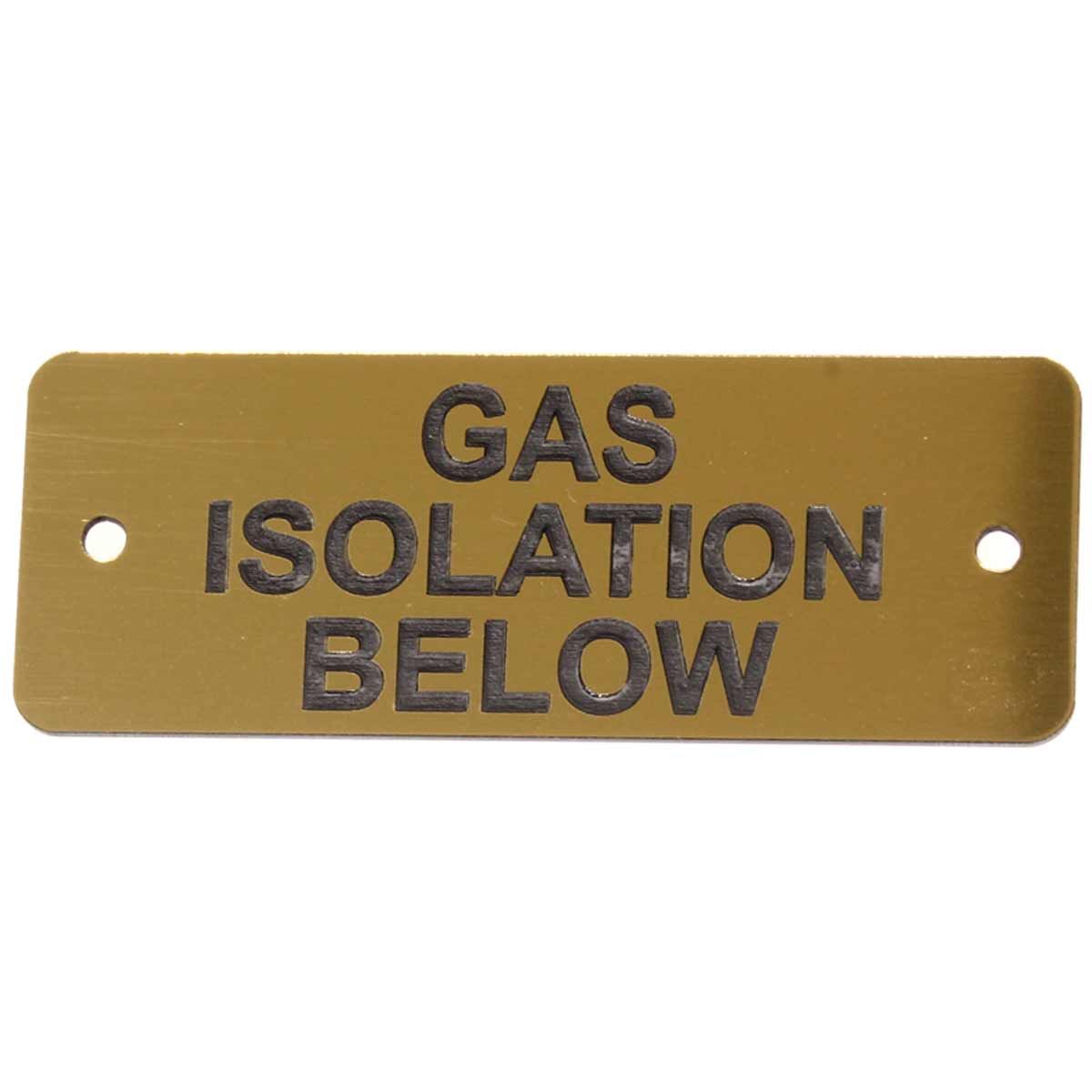 Gas Isolation Below Label (L) Gold with Black Engraving 105mm X 40mm JBL01G