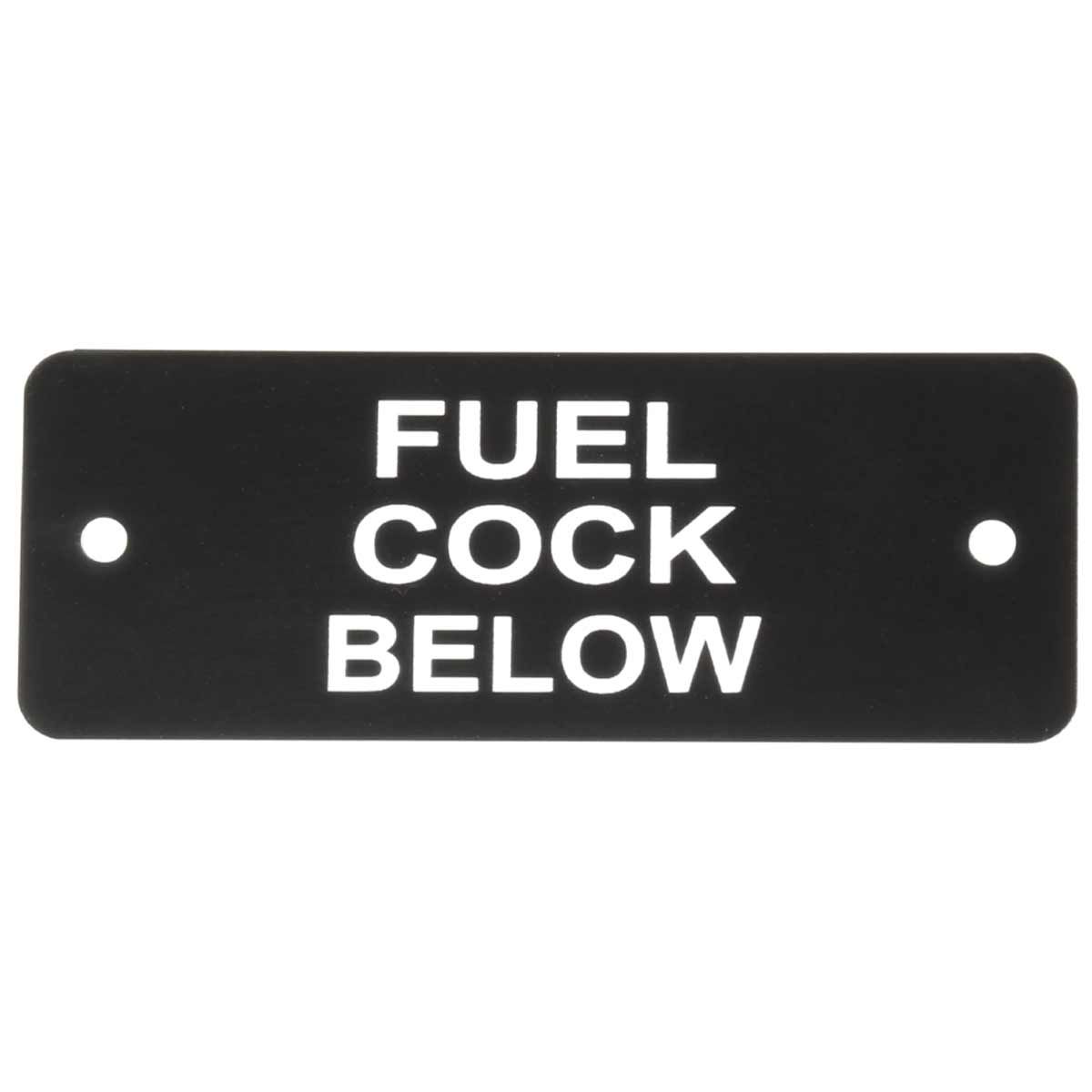 Fuel Cock Below Label (L) Black with White Engraving 105mm x 40mm JBL03B