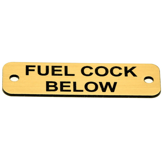 Fuel Cock Below Label (L) Gold with Black Engraving 105mm x 40mm JBL03G