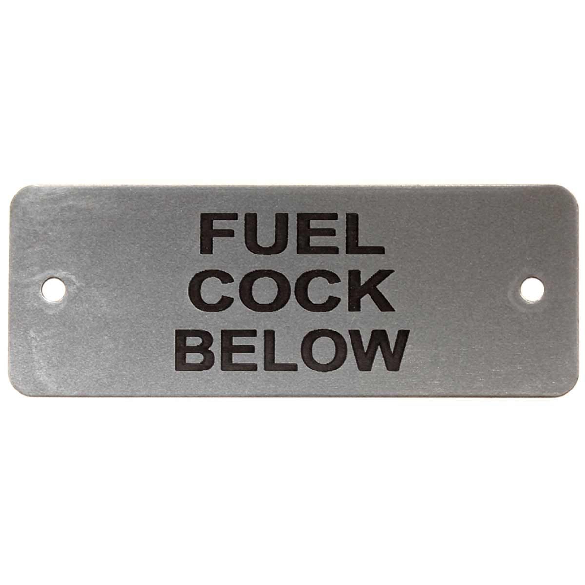 Fuel Cock Below Label (L) Silver with Black Engraving 105mm x 40mm JBL03S