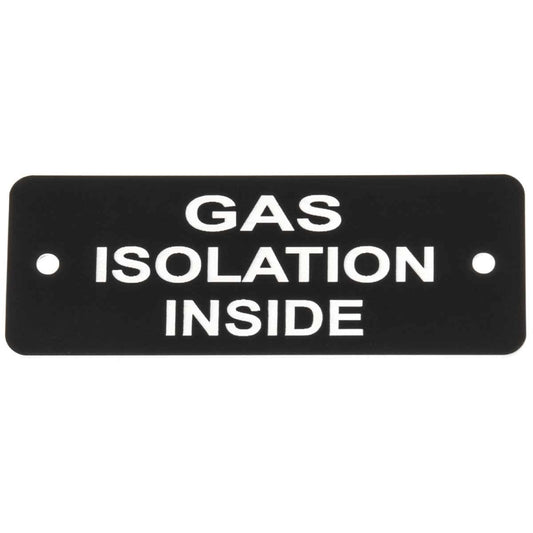 Gas Isolation Inside Label (L) Black with White Engrave 105mm x 40mm JBL04B