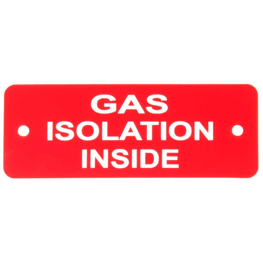 Gas Isolation Inside Label (L) Red with White Engraving 105mm x 40mm JBL04R