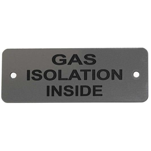Gas Isolation Inside Label (L) Silver with Black Engrave 105mm x 40mm JBL04S