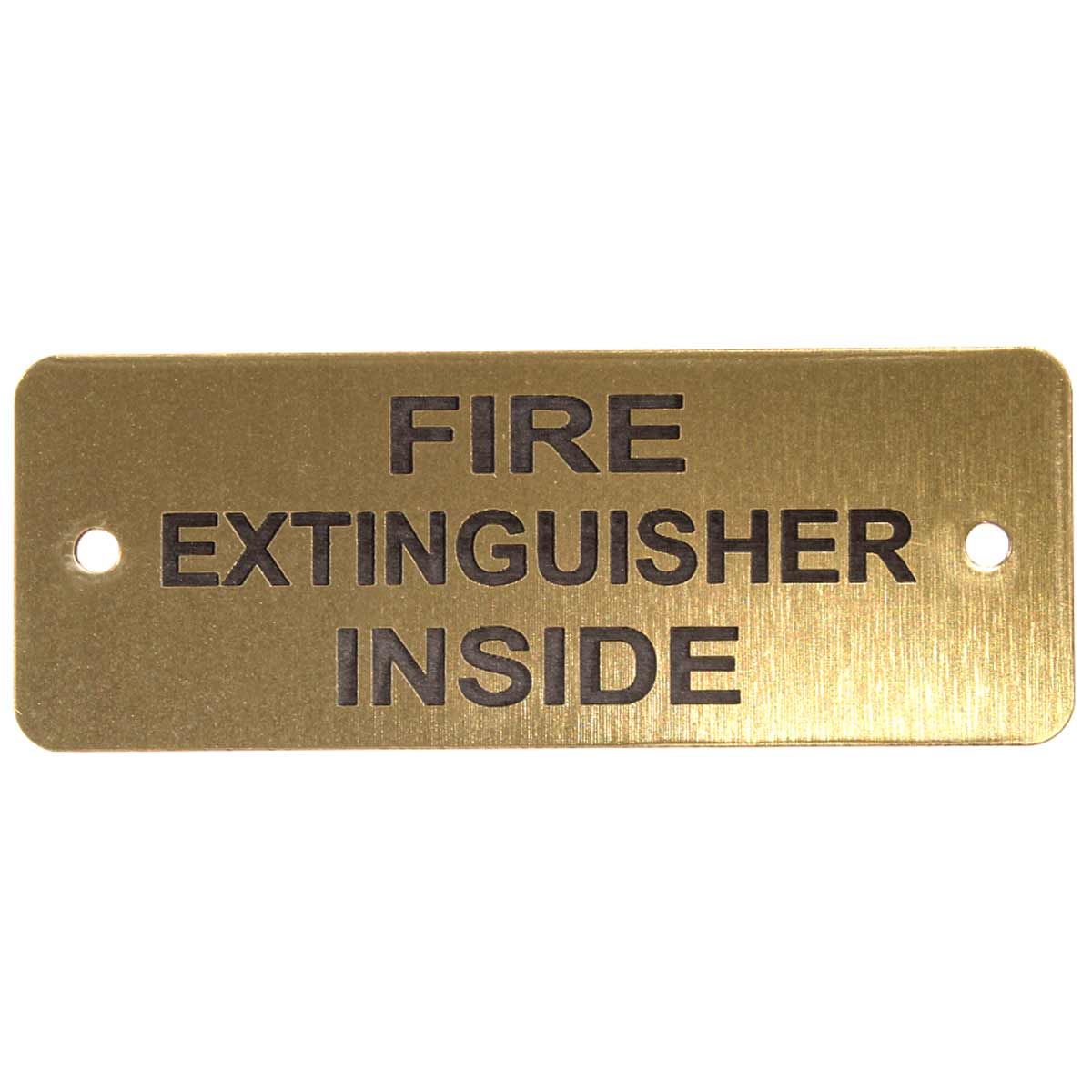 Fire Extinguisher Inside Label (L) Gold with Black Engrave 105 x 40mm JBL05G