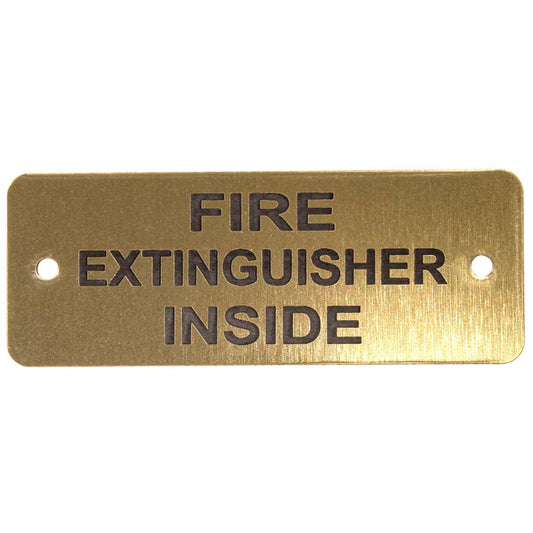 Fire Extinguisher Inside Label (L) Gold with Black Engrave 105 x 40mm JBL05G
