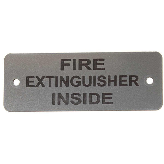 Fire Extinguisher Inside Label (L) Silver with Black Engrave 105x40mm JBL05S