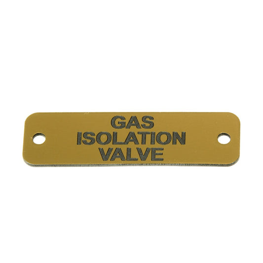 Gas Isolation Valve Label (S) Gold with Black Engraving 75mm x 22mm JBL11G