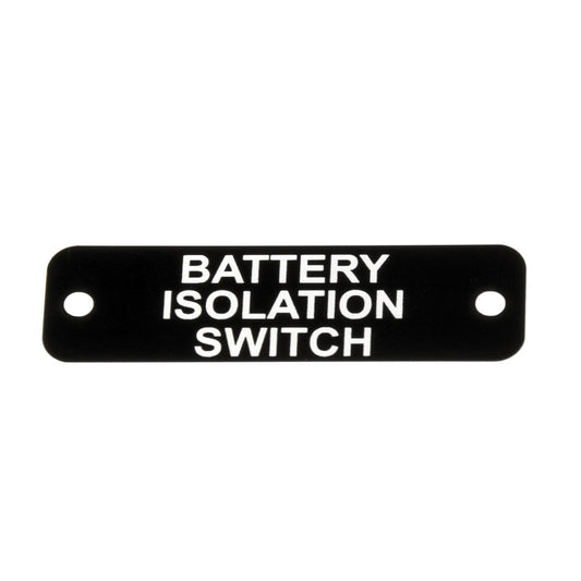 Battery Isolation Switch Label (S) Black with White Engrave 75 x 22mm JBL12B