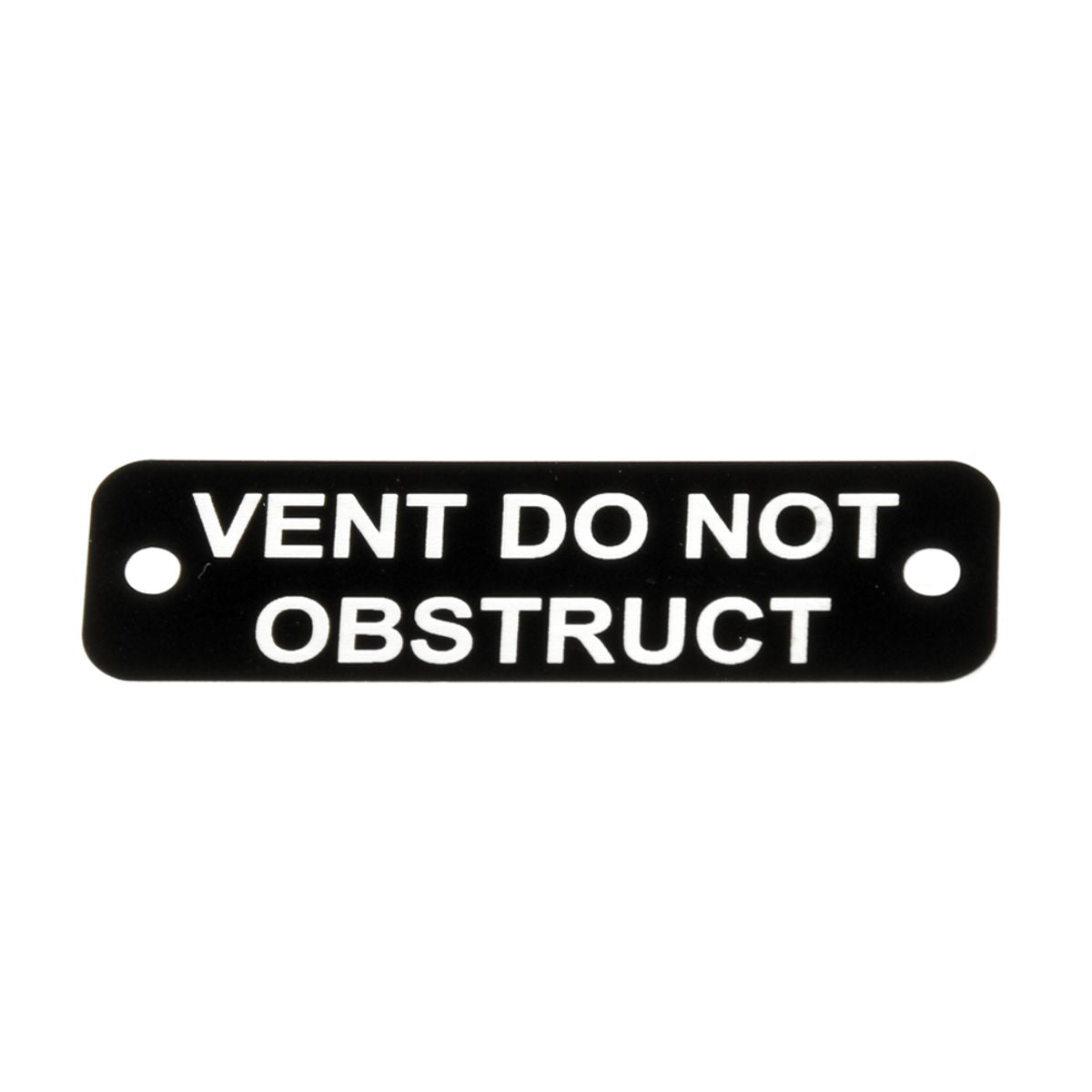 Vent Do Not Obstruct Label (S) Black with White Engraving 75mm x 22mm JBL13B
