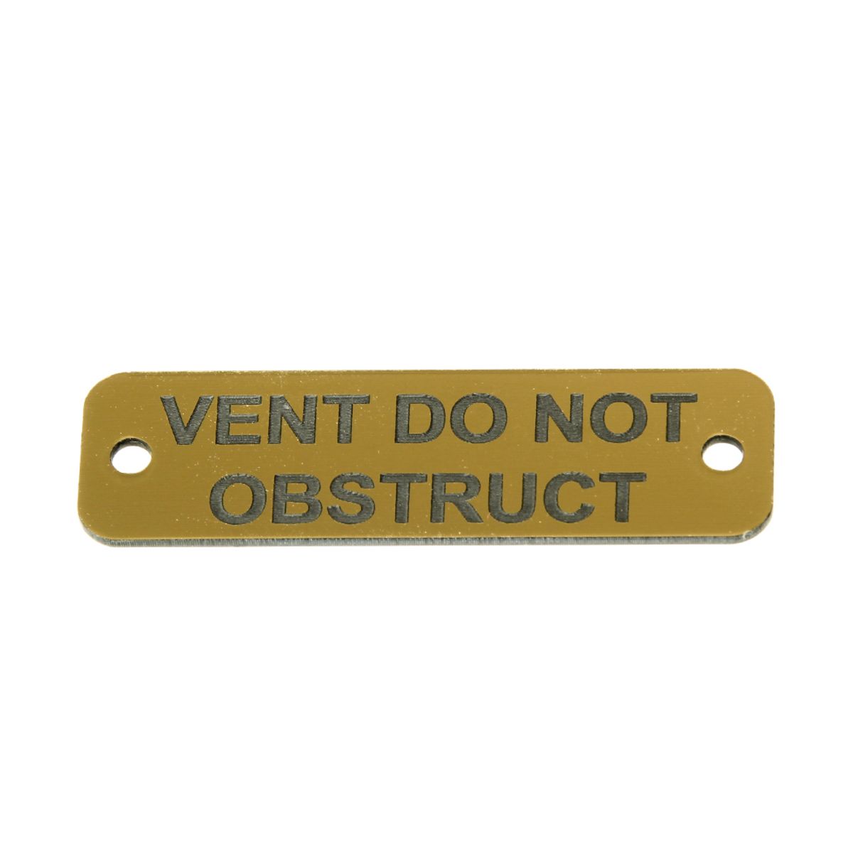 Vent Do Not Obstruct Label (S) Gold with Black Engraving 75mm x 22mm JBL13G