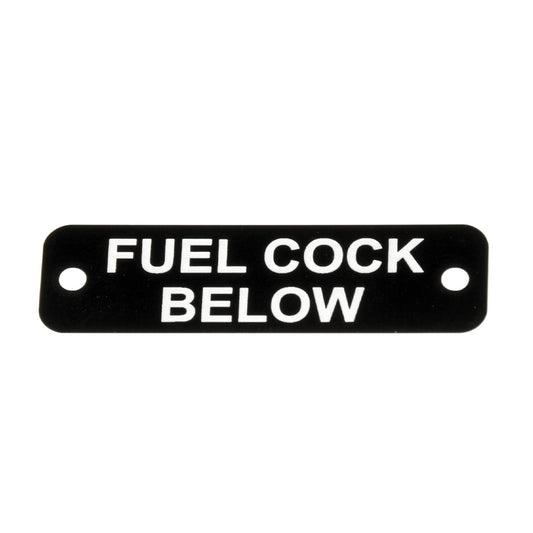 AG Fuel Cock Below Label (S) Black with White Engraving 75mm x 22mm JBL14B