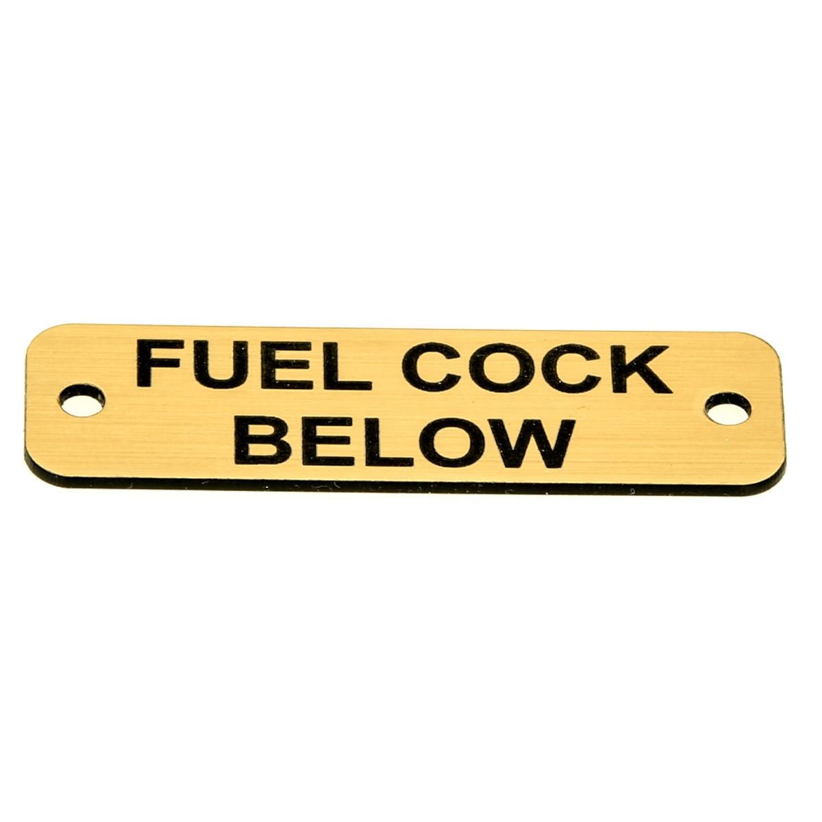 AG Fuel Cock Below Label (S) Gold with Black Engraving 75mm x 22mm JBL14G