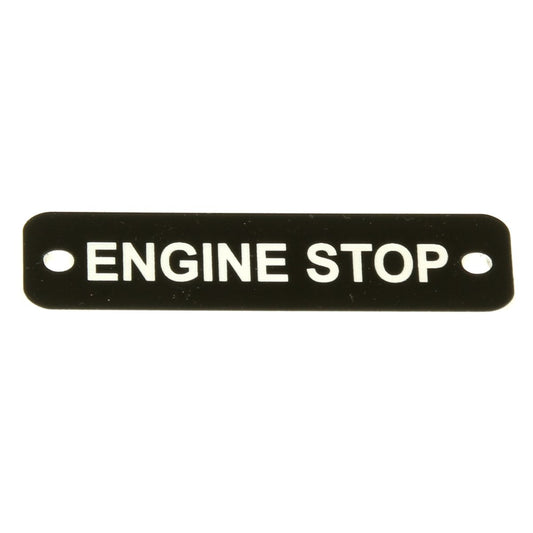 AG Engine Stop Label (S) Black with White Engraving 75mm x 22mm JBL23B