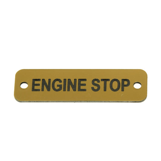 AG Engine Stop Label (S) Gold with Black Engraving 75mm x 22mm JBL23G