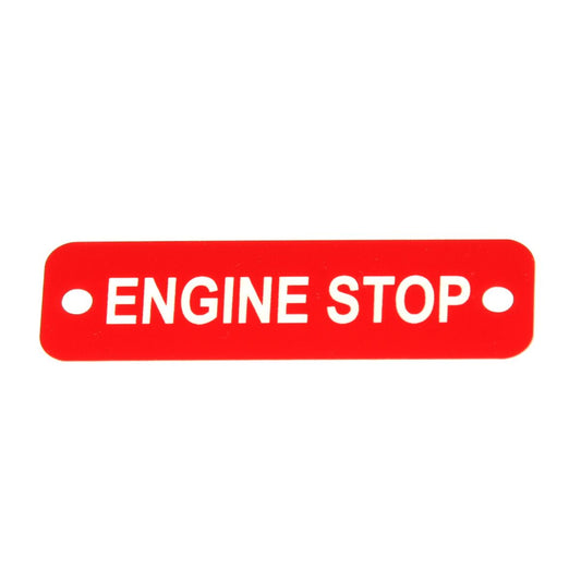 AG Engine Stop Label (S) Red with White Engraving 75mm x 22mm JBL23R