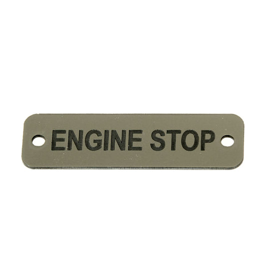 AG Engine Stop Label (S) Silver with Black Engraving 75mm x 22mm JBL23S