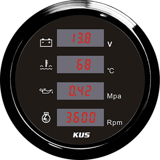 KUS Combination Gauge in Black (4 in 1 Gauge / 3.4") JMV00356